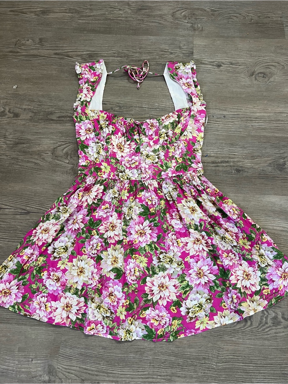 Floral Pink Casual Sundress with Ruffle Straps
